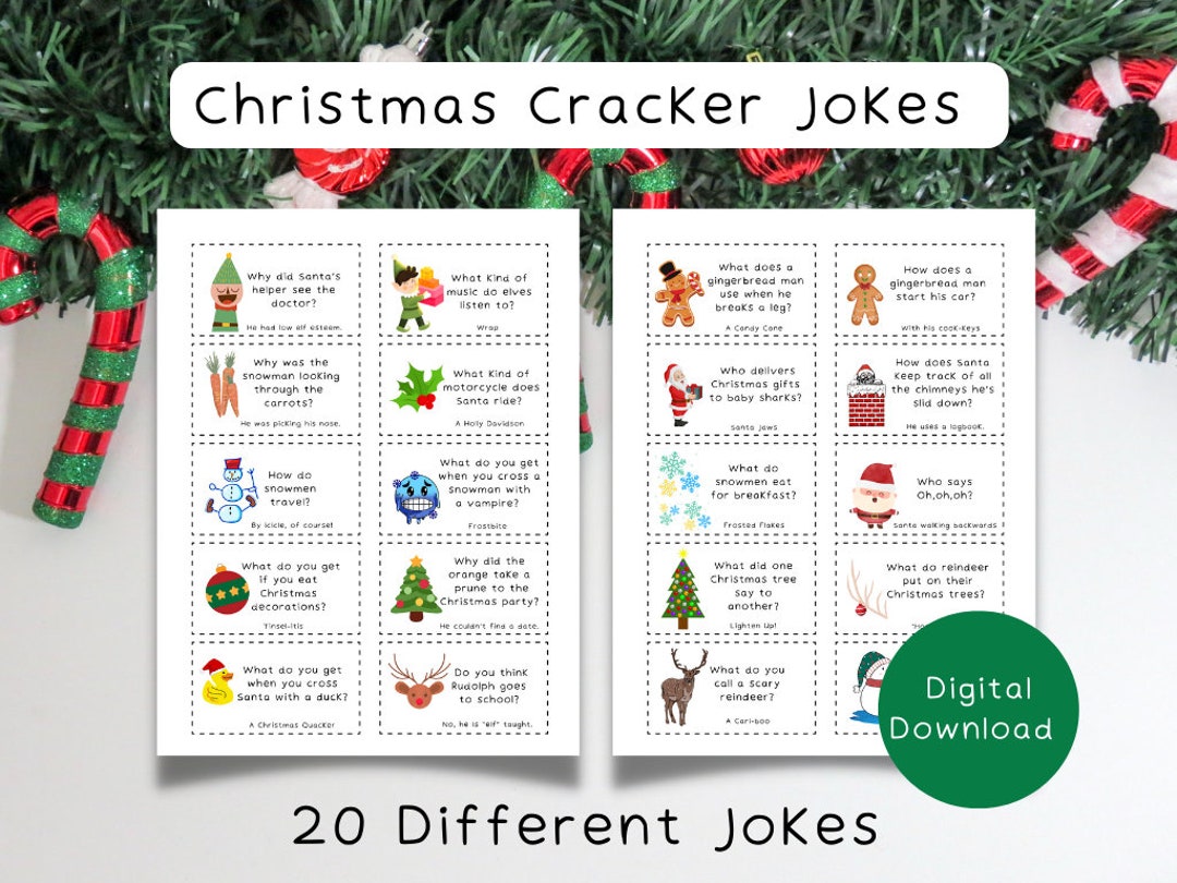 Christmas Cracker Jokes, Christmas Jokes for Kids, Lunchbox Notes Etsy