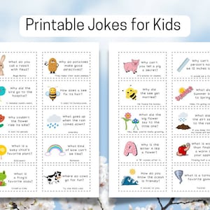 Spring Lunchbox Notes, Jokes for Kids, Printable Jokes for Kids, Lunchbox Notes, Spring Jokes for Kids, Party Favors, Printable Riddles