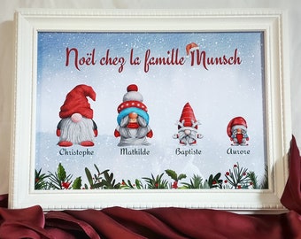 Christmas poster to personalize - Family of gnomes