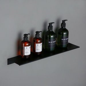Black Wall Shelves Bathroom Shelf Wall Mounted Rack Matte Black