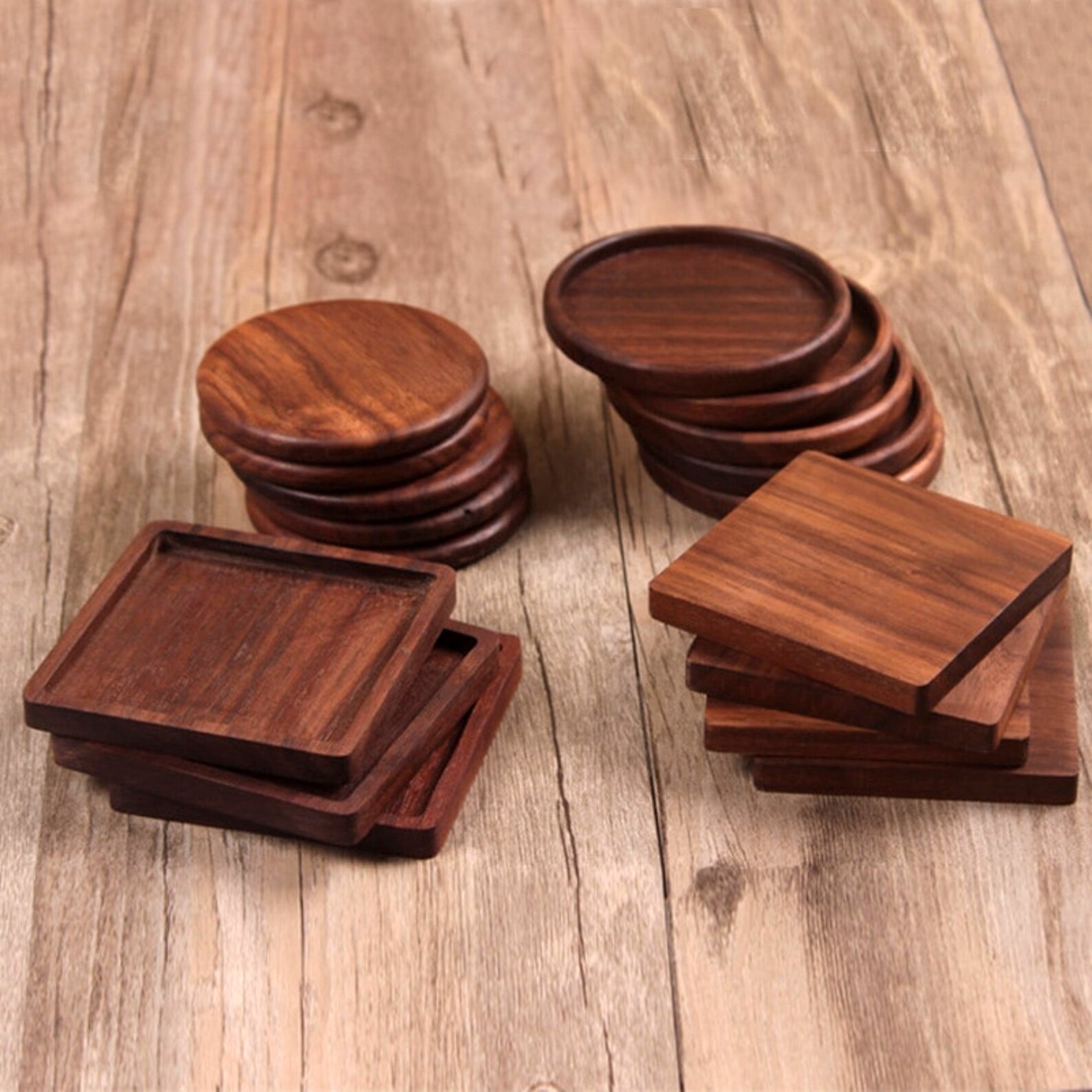 1pc Walnut Coaster Round and Square Coaster Wooden Coasters Etsy