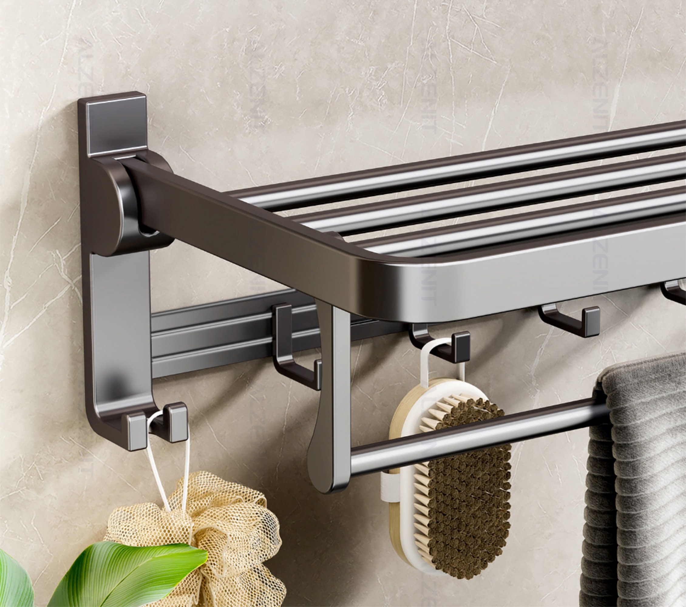 Space Aluminium Bathroom Wall Mount Shelf Towel Rail Hanger - Etsy
