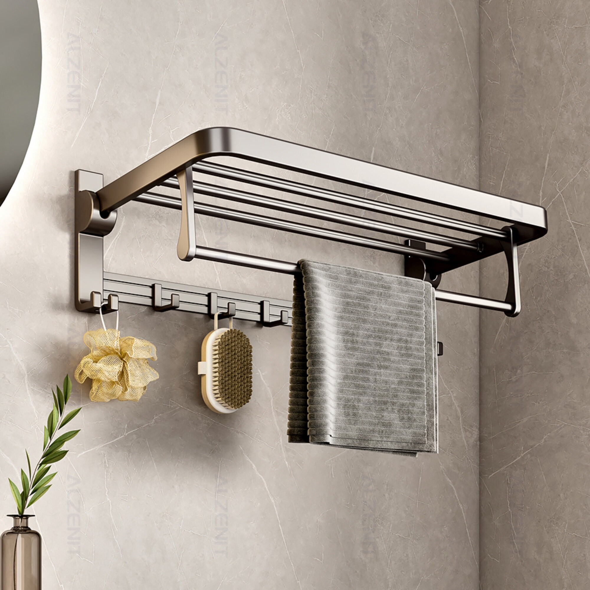 Space Aluminium Bathroom Wall Mount Shelf Towel Rail Hanger - Etsy