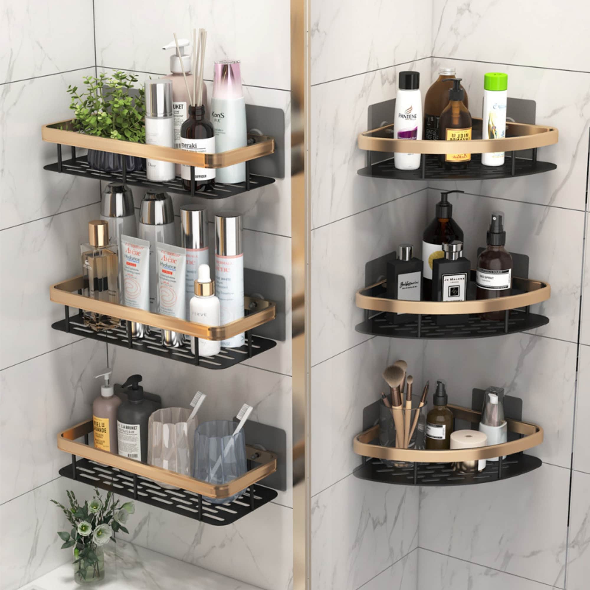 Dropship Glass Corner Shelf For Bathroom Corner Shower Shelf Black Tempered  Glass Shelf With Rail Bathroom Corner Organizer Bathroom Shelves Wall  Mounted to Sell Online at a Lower Price