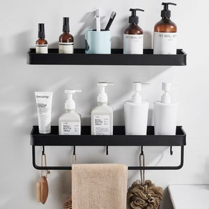 Bathroom Accessories Aluminum White Black Bathroom Shelves Kitchen