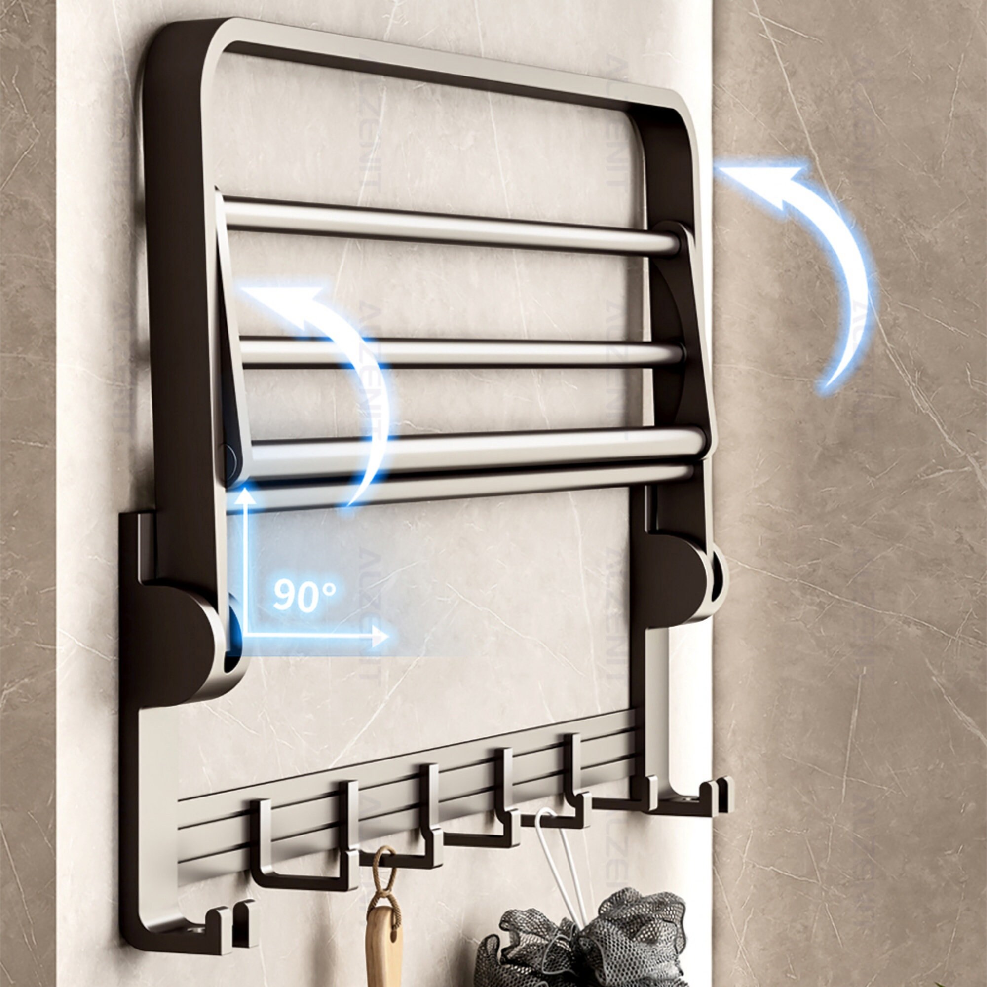 Space Aluminium Bathroom Wall Mount Shelf Towel Rail Hanger - Etsy