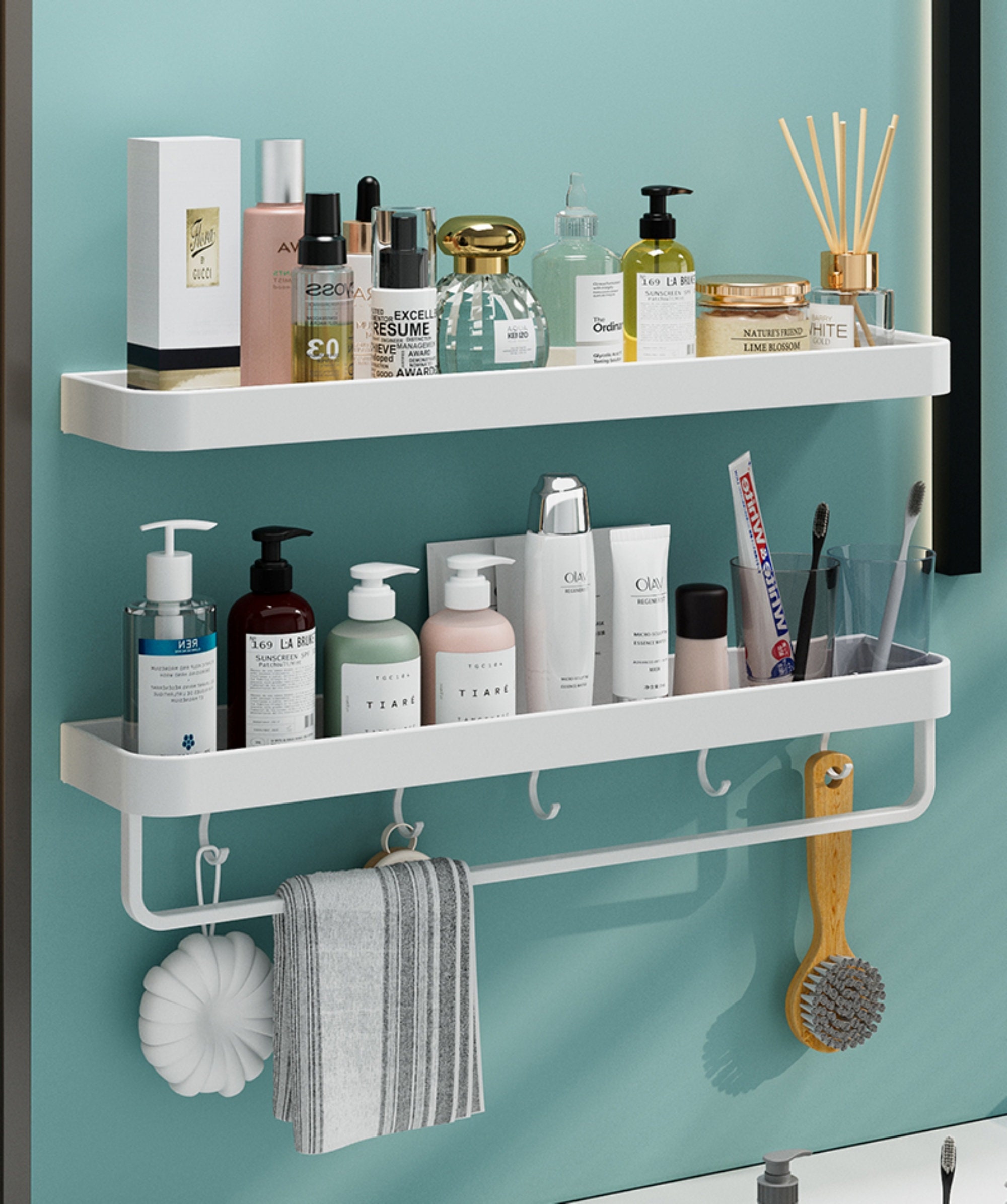 Bathroom Aluminum Shelf Rack Bathroom Towel Holder Black - Etsy UK