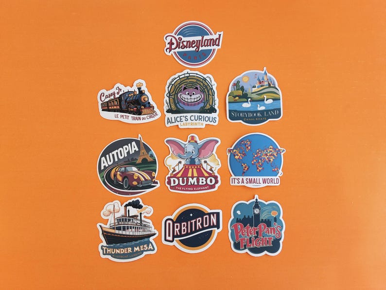 Disneyland Paris Disneyland Park attractions inspired handmade stickers (set 2) 1.00 each