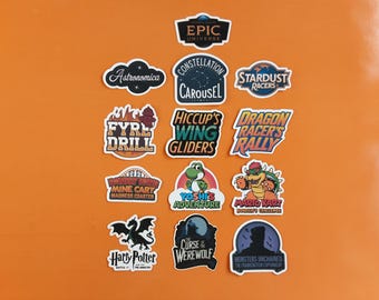 Universal Studios Orlando Epic Universe attractions inspired handmade stickers 1.00 each