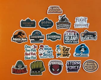 Universal Studios Orlando Islands of Adventure attractions inspired handmade stickers 1.00 each