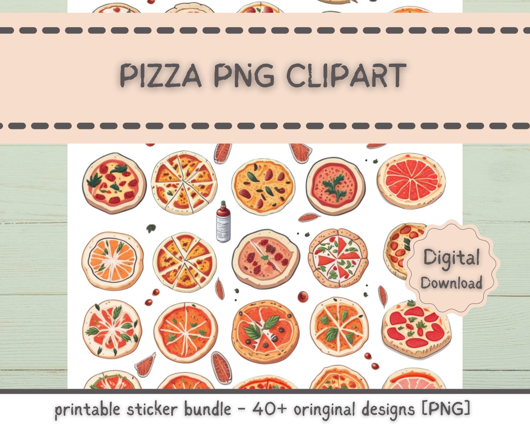 Pizza Clipart Digital Stickers Cute PNG Pizza Graphics for Planners ...