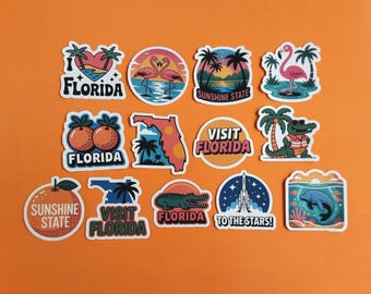 I Love Florida famous holiday destinations inspired handmade stickers