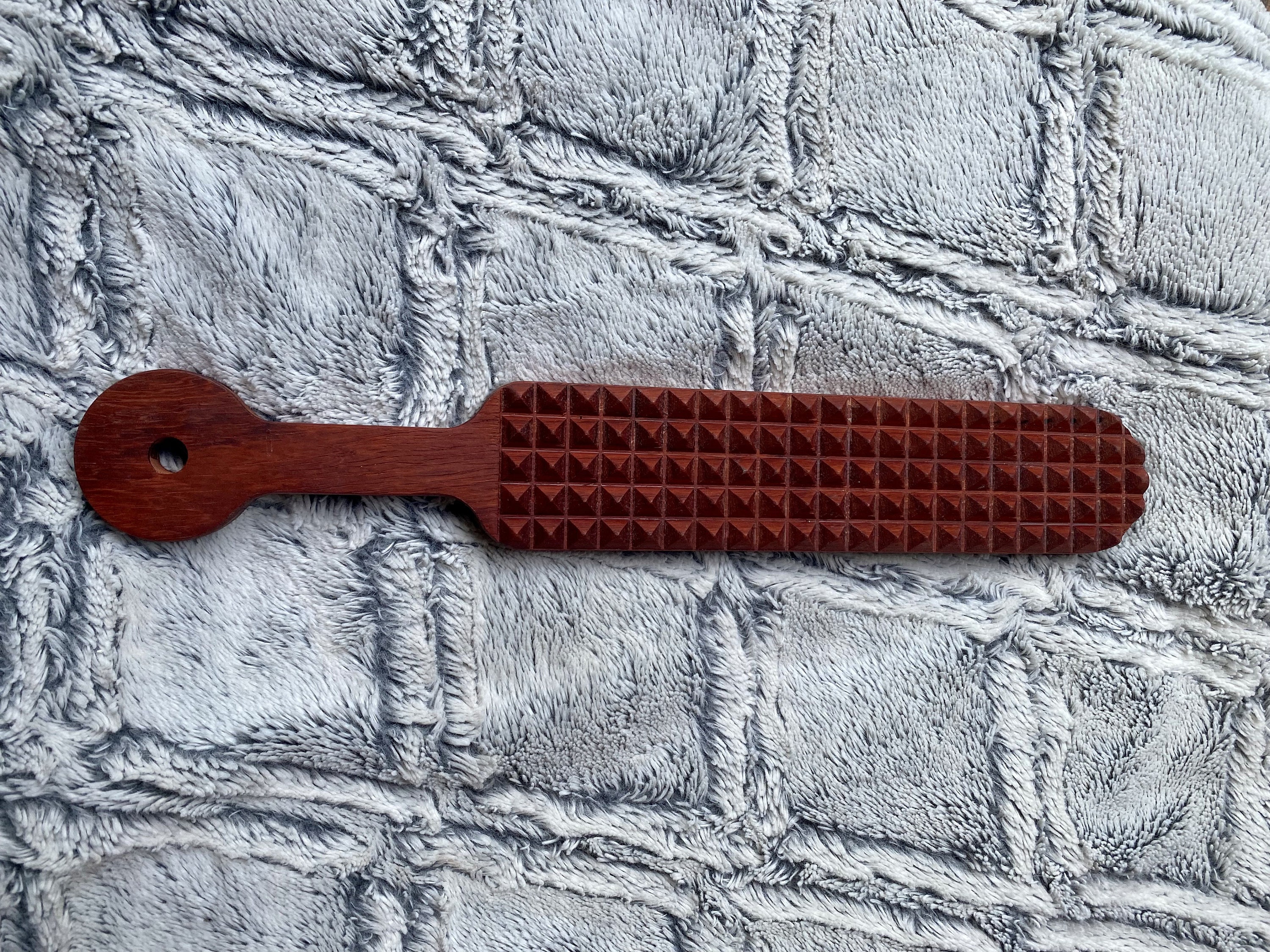 BDSM Paddle in Walnut Wood, Handcrafted Wooden Spanking Paddle With Holes,  Kinky Toys for Sub and Dom and Other BDSM Fetishes 