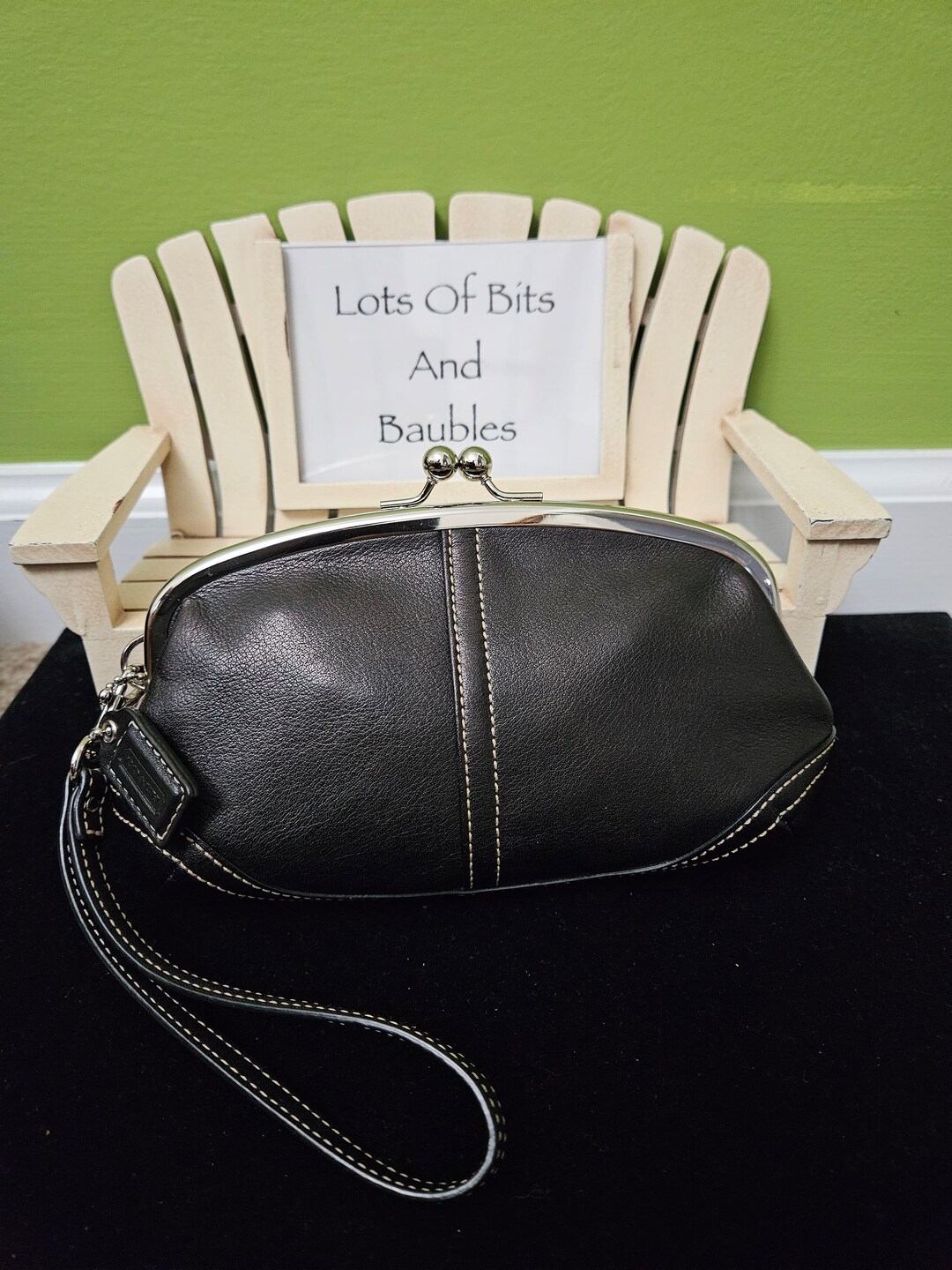 Vintage Coach Kisslock Framed Leather Wristlet EUC Etsy