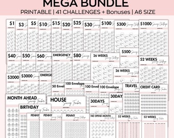 Money Saving Challenge, A6 Savings Tracker Printable, mini Savings budget Bundle, 100 Envelope Challenge, cash binder, low income savings