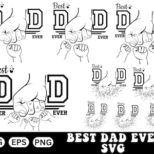 Personalisierte Best Dad Ever svg, Vaters Fist Bump Set svg, Baby Kleinkind Kinder Papa, Vaterliebe svg, Halte Hand svg, Papa Geschenk von Kindern