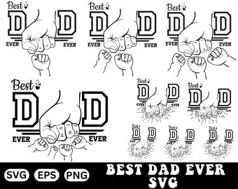 Personalisierte Best Dad Ever svg, Vaters Fist Bump Set svg, Baby Kleinkind Kinder Papa, Vaterliebe svg, Halte Hand svg, Papa Geschenk von Kindern