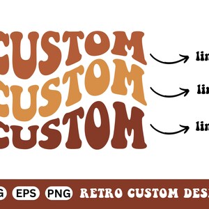 Texto con fuente retro personalizada, texto ondulado retro personalizado en formato SVG, letras onduladas apiladas, letras onduladas apiladas de colores, cita con fuente de onda, archivo de corte para Cricut.