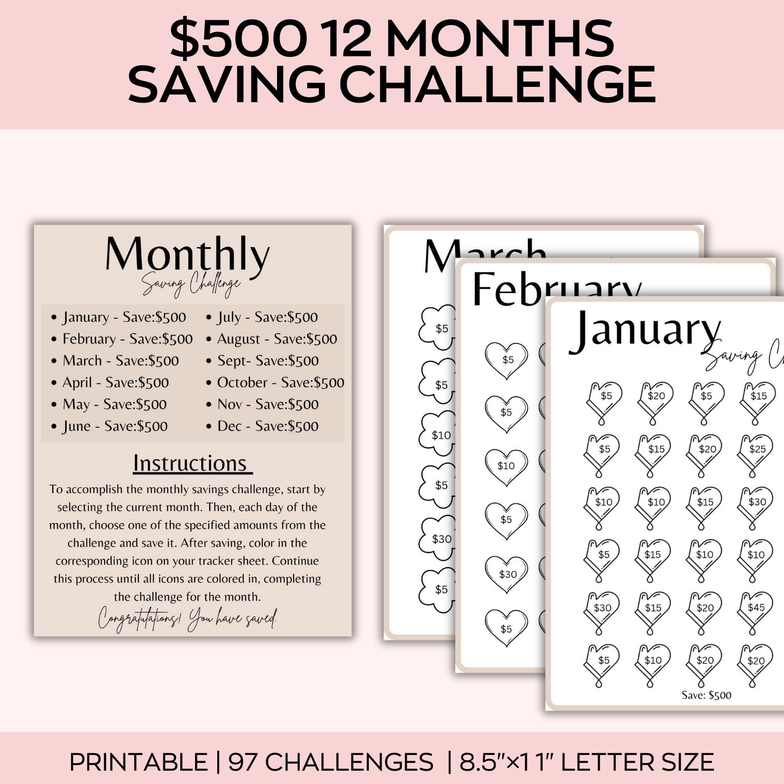 Save 33 Savings Challenge Book, Savings Tracker Printables, Saving Challenge ...