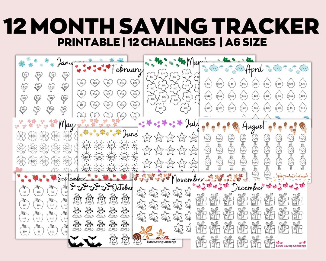 A6 Monthly Savings Challenge Printable Mini Savings Challenge - Etsy