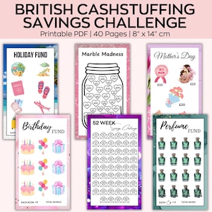 A6 British Cash Stuffing Challenge, Tracker di bilancio, Fondi di ammortamento, Risparmiatori mensili, Metodo delle buste, Raccoglitore di risparmio, Resto tedesco