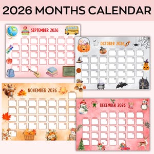 2026 Kalender Druckbares Bündel, Monatsplaner Landschaft, Minimaler Monatskalender 2026 Druckbar, Wandkalender 2026 Monatlich Bild 4