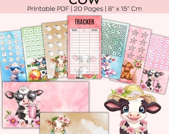 A6 Savings Challenge Cows, Mini Savings Challenge, Money Savings Tracker Printable, Finance Planner, 100 Envelope