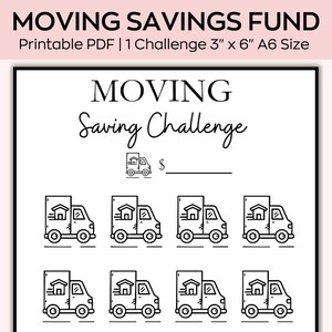 A6 Moving fund Savings Challenge, Mini Savings Challenge,Personal Finance, Low Budget planner,Saving Printable Tracker,Fits A6 Cash Envelope