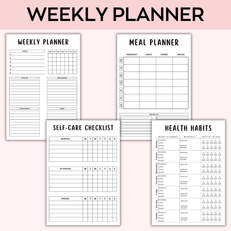 Planner Includes Weekly Printable Planner Bundle, Daily Planner, Weekly Schedule, Weekly ...