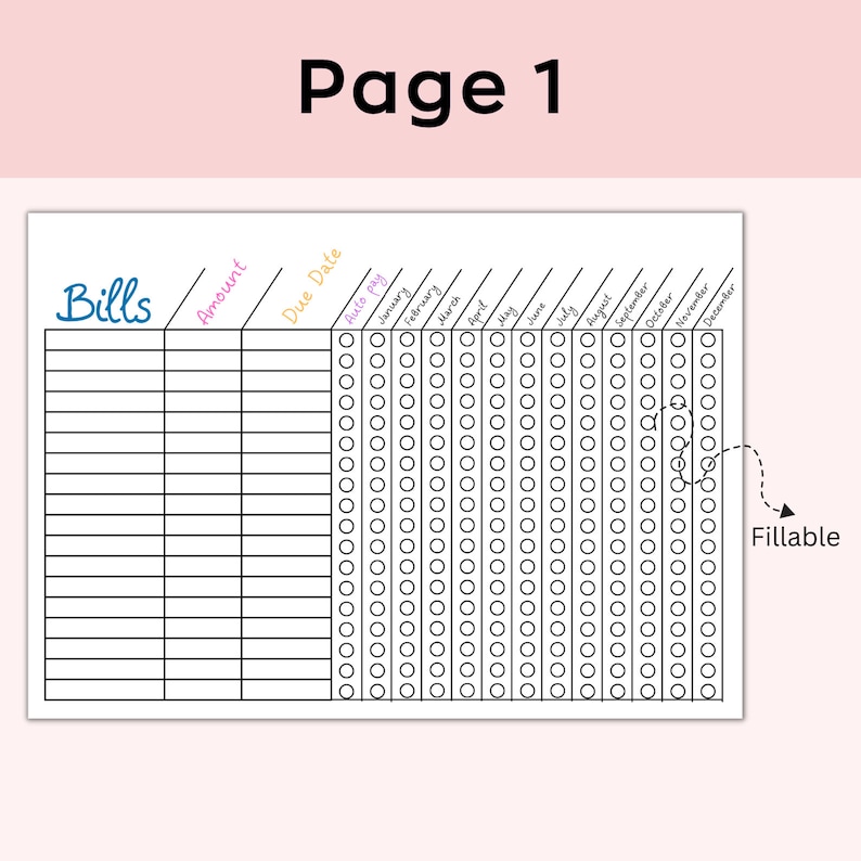 Bill Tracker Printable, Monthly Bill Tracker Printable, Bill Payment ...