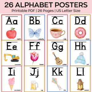 Pósteres del alfabeto para la decoración del aula, tarjetas didácticas, formación de letras, jardín de infantes, preescolar, carteles para el aula