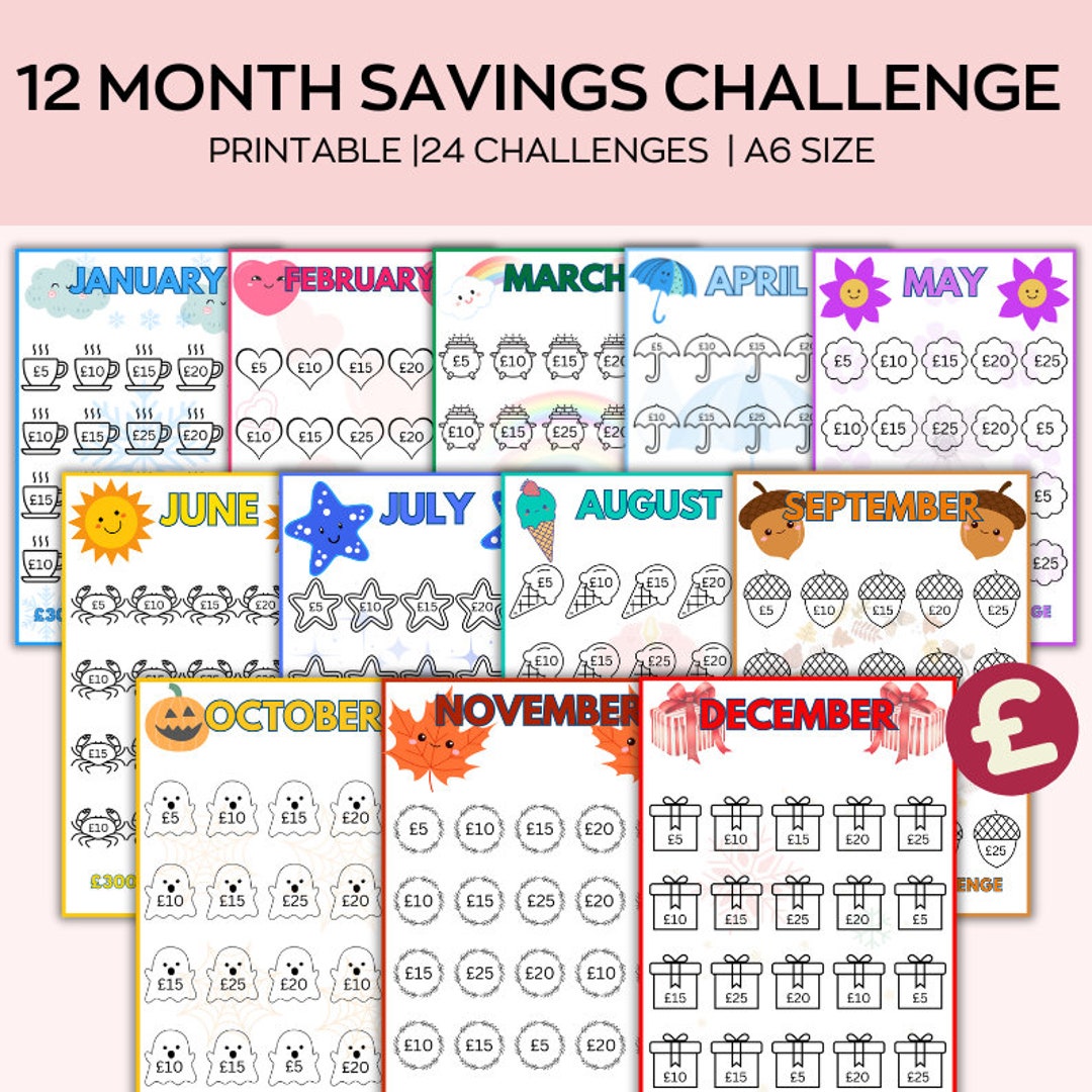 A6 Monthly Savings Challenge Printable, Mini Savings Challenge Bundle ...