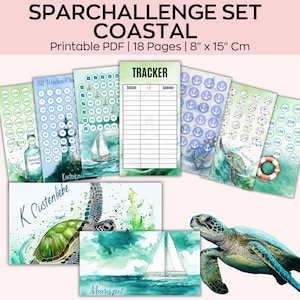 Savings Challenge Set Coastal Love, Travel Savings Game, Budget Binder, Envelope Challenge, Finance Planner, Mini Savings Challenge
