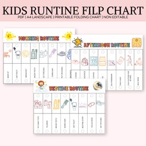 Kids Flip Routine Charts PrintableBundle, Morning Chart, Bedtime Routine, Flip Chart For Kids, Flip Chart, Chore Chart, Toddler Chore chart