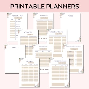 250+ Page Canva Wedding Printable Planner Bundle, Wedding Checklist ...