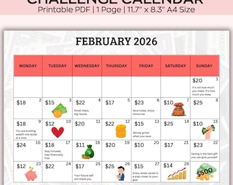 Druckbarer Kalender 2026, Monatsplaner Landschaft, Minimaler Monatskalender 2026 druckbar, Wandkalender 2026
