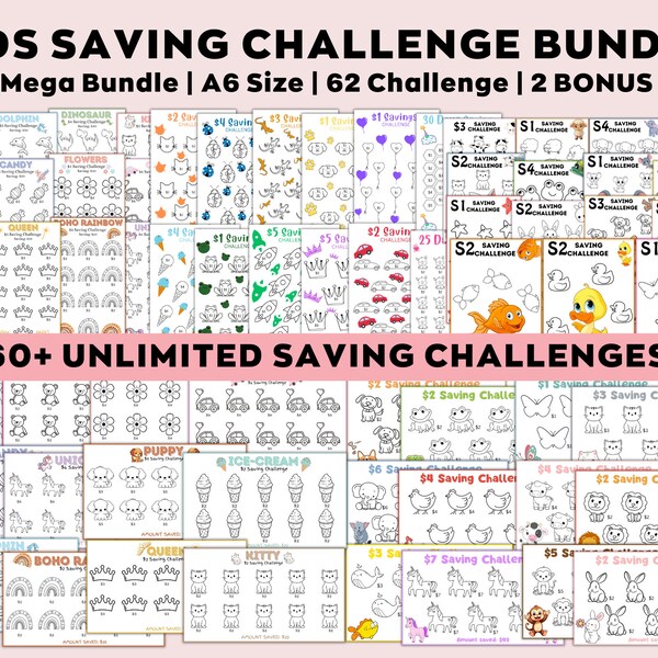 Saving Challenge Printable - Etsy