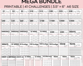 A6 Savings Challenge Printable, Savings Challenge Bundle, 1000 Savings Challenge, A6 Sized Mini Savings Challenge Trackers, Set Of 20, funds