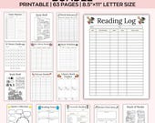 Reading Journal Printable, Book Reading Planner, Printable Reading Challenge, Book Review, Reading Log Book Review Monthly Yearly