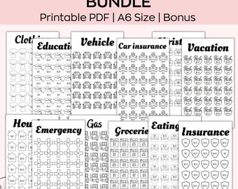 Savings Challenge Printable, Savings Challenge Bundle, A6 Sized Mini Savings Challenge Trackers, 1000 Savings Challenge, Set Of 10, Funds A4