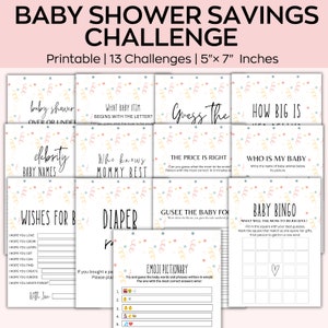 Lot de jeux pour baby shower, baby shower minimaliste, pack baby shower moderne, agenda révélateur de genre, jeux de société pour bébé, entièrement modifiable