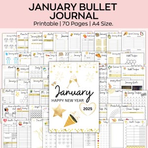 Lot de 2025 Bullet Journal, 70 pages numériques uniques, pages de journal en couleur, kit de journal prédéfini