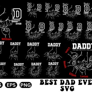 Beste papa ooit SVG, gepersonaliseerde vaders vuist hobbel set SVG, baby peuter Kid papa, familie SVG, vaders liefde SVG, holding hand SVG, papa gift