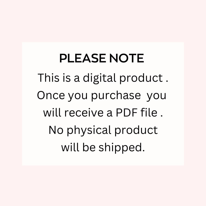 May include: PLEASE NOTE: This is a digital product. Once you purchase you will receive a PDF file. No physical product will be shipped.