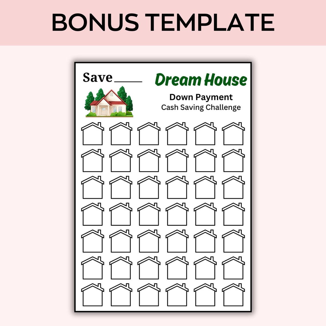 Dream House Savings Challenge Printable, Home Deposit Money Tracker ...