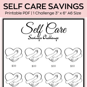 A6 Self care Savings Challenge, Mini Savings Challenge, Save 200 Dollars, Low Budget planner, Saving Printable Tracker, Fit A6 Cash Envelope