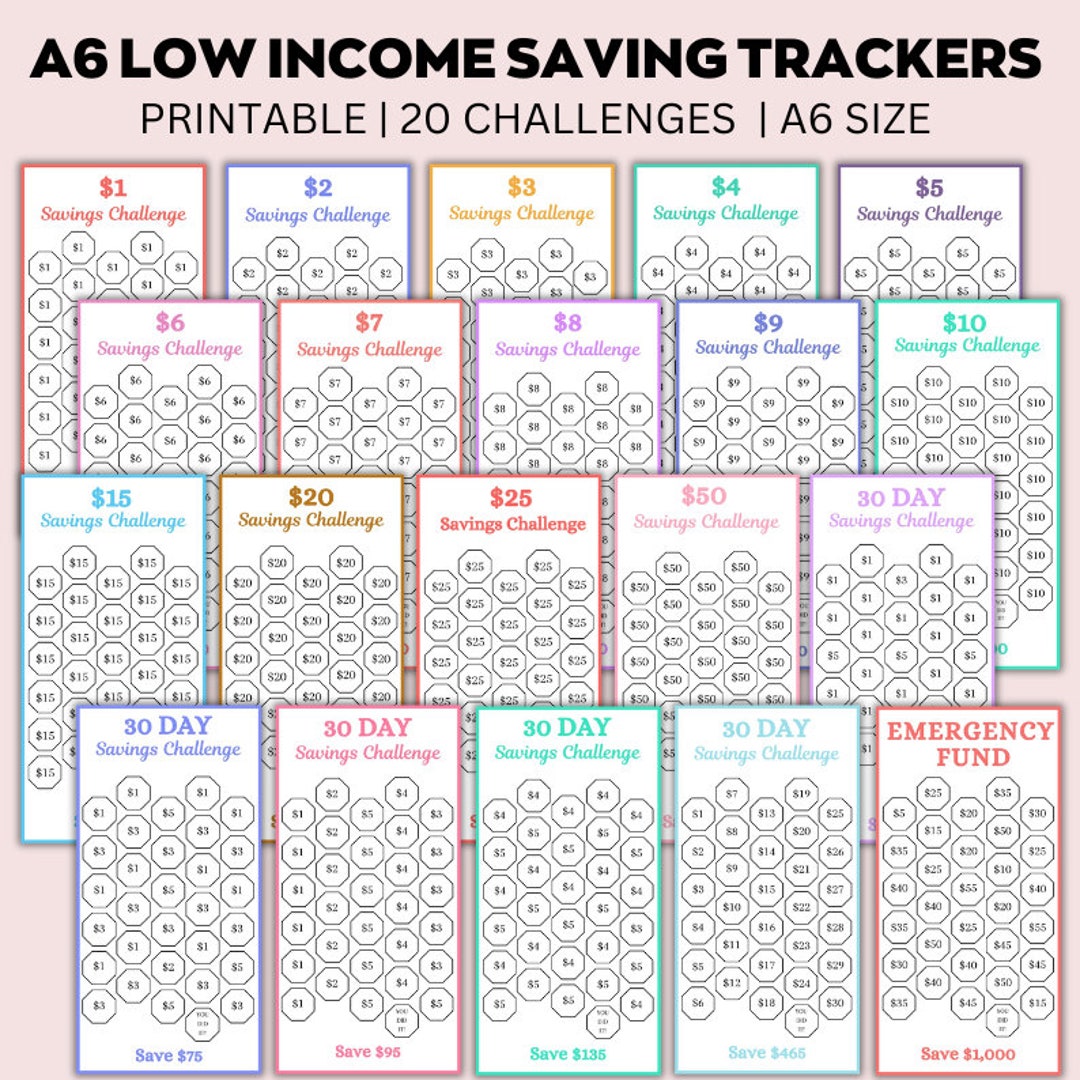 Low Savings Challenge Printable A6 Mini Savings Etsy