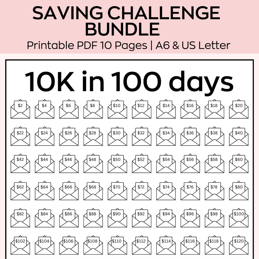 10k Saving Printable ,A6 Budget Binder,mini Saving Challenge,100 Days ...