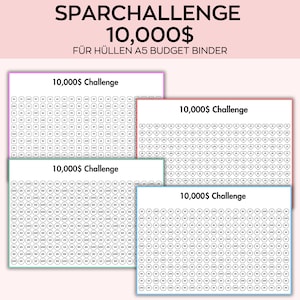 10000 Savings Challenge Printable, 10,000 Savings Challenge, Horizontal Savings Challenge in Euros, 10K Savings Challenge, Savings Tracker