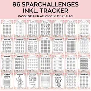 96 sfide di risparmio, pacchetto raccoglitori di contanti A6, adatto a buste di denaro A6, raccoglitore di budget, mini risparmio, graffatrice salvadanaio